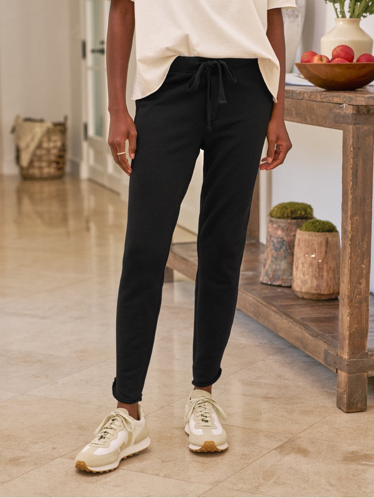 Christine Tulip Triple Terry Ankle Sweatpant Black Sz S